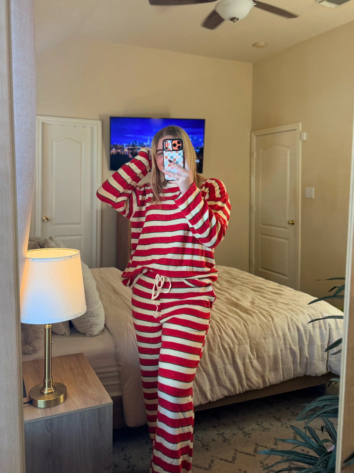 The Holly Set – Red & Ivory Striped Two-Piece Lounge Set
